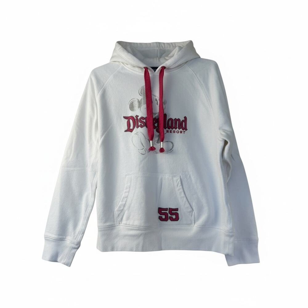 Disney Parks Disneyland Resort Mickey Hoodie Size L White Red Pullover 55